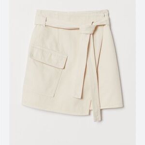 H&M Wrapover Tie High-Waisted Twill Skirt